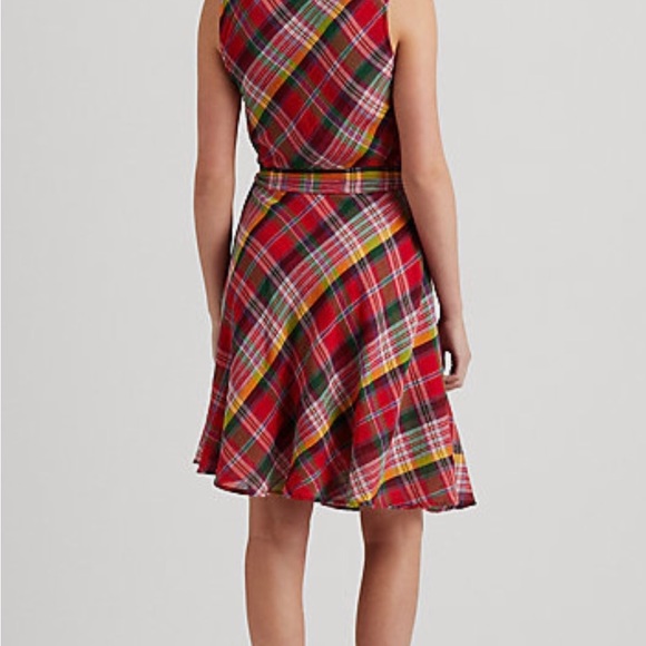 NWT Lauren Ralph Lauren Women’s Sleeveless Plaid Crinkle Cotton Dress Size 8 - Picture 3 of 13